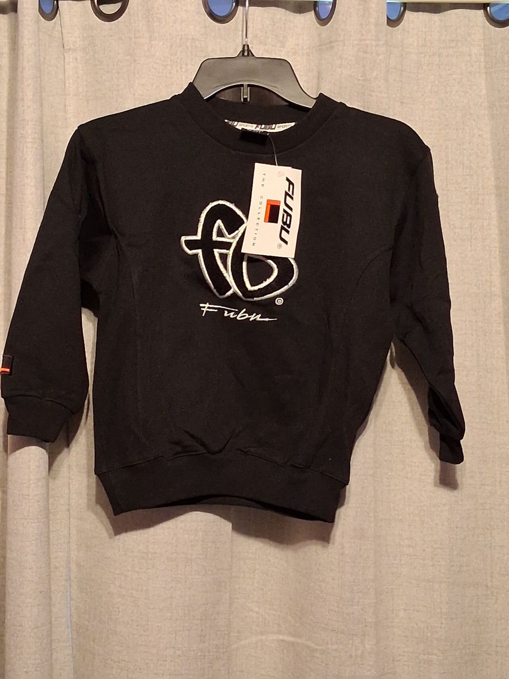 FUBU The Collection Black Logo Crewneck Sweatshirt Boys Size M/5-6